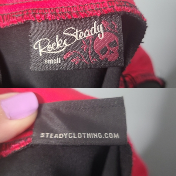 Rock Steady Swing Flare Black and Red Pinup Halter Dress - Picture 7 of 8